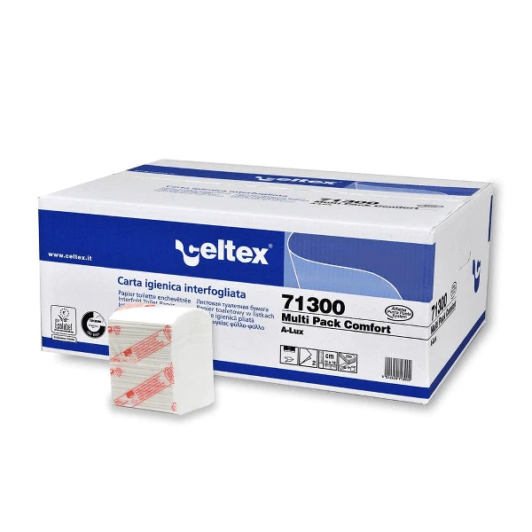 hartie-igienica-intercalata-celtex-multipack-71300 Hartie igienica intercalata Celtex Multipack ( bulk pack ), 2 straturi, 250 buc / pach, 36 pach/bax