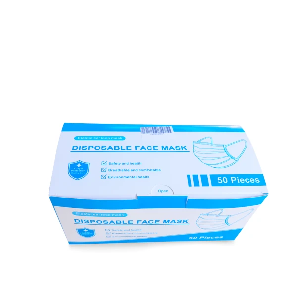 Masca de protectie unica folosinta 3 straturi, albastra, 50 masti protectie / set