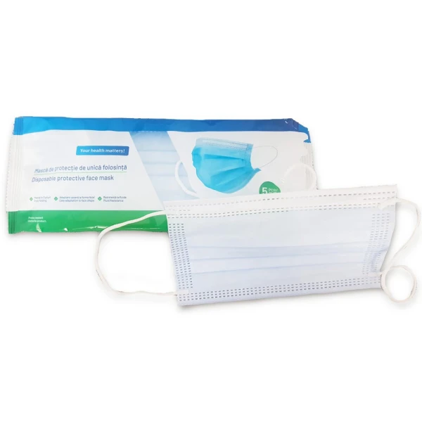 pachet-masti-medicale-certificate Masti chirurgicale 3 pliuri, 5 masti / pachet, certificate SR EN 14683, filtrare BFE 98%