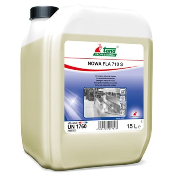 Detergent industrial concentrat, NOWA FLA 710 S, pentru curatarea pardoselilor si suprafetelor de ulei, grasimi, urme de cauciuc si murdarie grea, 15L, spumare redusa, Ö-Norma B 5105 (pentru separatoare ulei)