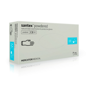 Manusi latex, pudrate, 100 manusi / cutie, Mercator Santex