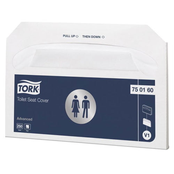 Hartie de acoperit colacul de WC Tork 750160 V1 albe, 250 buc/pachet