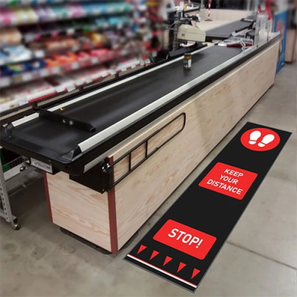 Covor Coba din cauciuc SDM010002- distantare sociala vizuala cu urme, rosu