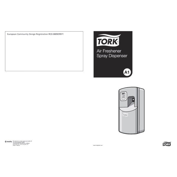 Dispenser pentru spray odorizant Tork 256055 A1, gri