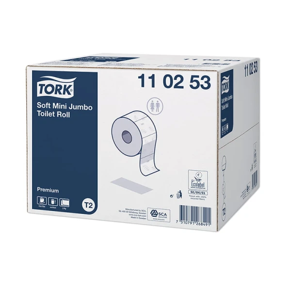 -hartie-igienica-rola-tork-soft-mini-jumbo-110253-0 Hartie igienica rola Tork Soft Mini Jumbo 110253 T2, 2 straturi, 170 m rola, 12 role/bax