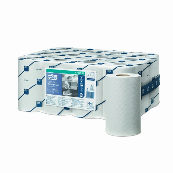 rola-lavete-de-hartie-cu-derulare-centrala-tork-reflex-473246-0 Rola lavete de hartie cu derulare centrala Tork Reflex 473246 M3, albe, 120 m/rola, 12 role / bax
