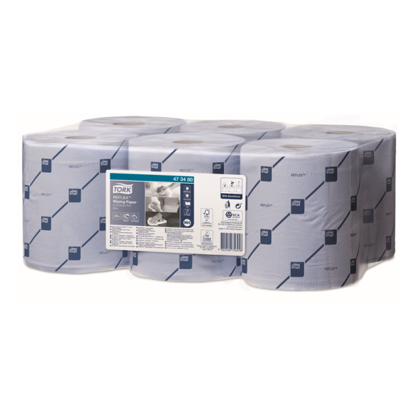 Rola lavete hartie derulare centrala Tork Reflex 473480 M4, albastra, 1 strat, 269,7 m/rola