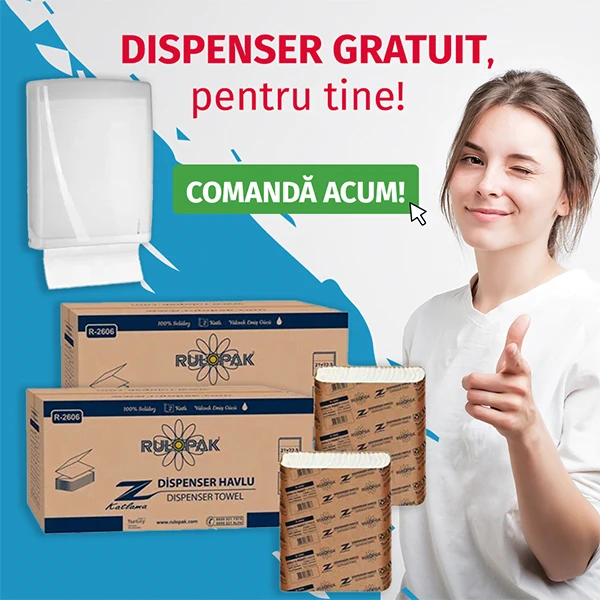 Dozator prosoape impaturite GRATUIT + 2 baxuri prosoape de hartie