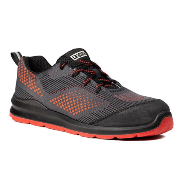 Pantofi protectie usori, S1P, SRC, MILERITE, model sport, gri-rosu, bombeu si lamela metalica, respirabilitate si confort, Coverguard