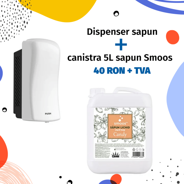 Dispenser sapun lichid + sapun lichid Smoos 5L