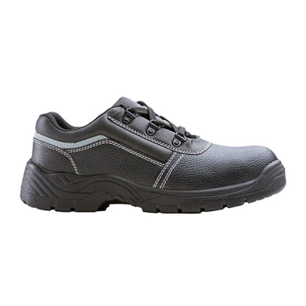 Pantofi de protectie NACRITE, S1P, SRC, bombeu metalic, negri, din piele bovina, banda reflectorizanta la spate, talpa PU/PU antiderapanta, Coverguard