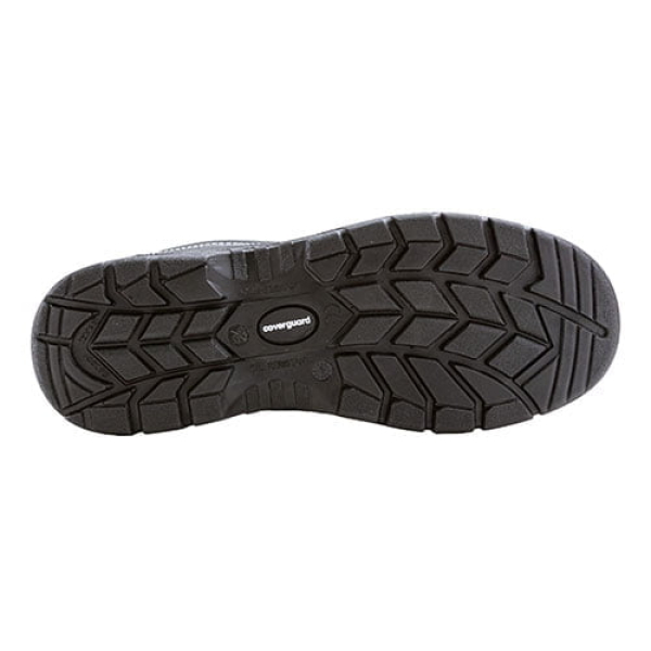 Pantofi de protectie NACRITE, S1P, SRC, bombeu metalic, negri, din piele bovina, banda reflectorizanta la spate, talpa PU/PU antiderapanta, Coverguard
