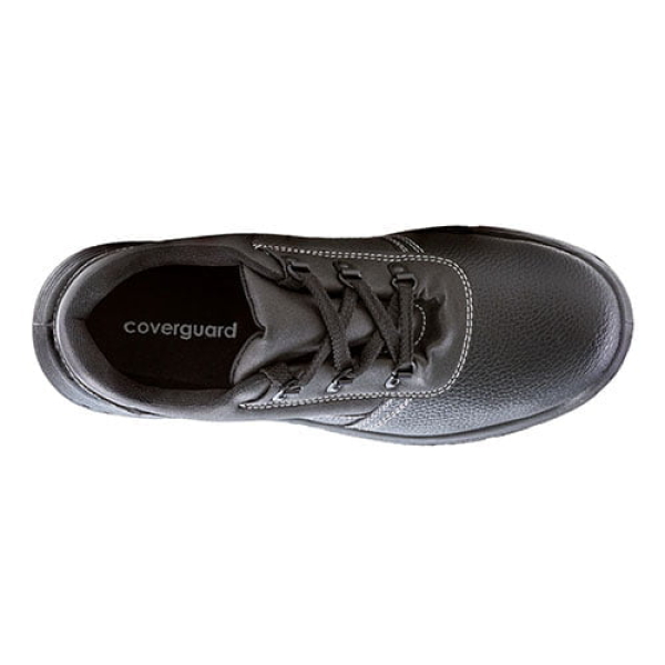 Pantofi de protectie NACRITE, S1P, SRC, bombeu metalic, negri, din piele bovina, banda reflectorizanta la spate, talpa PU/PU antiderapanta, Coverguard