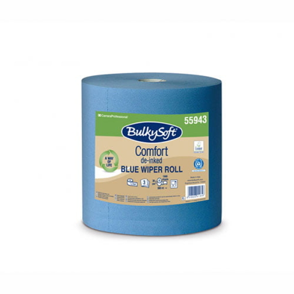 ROLA_hartie_industriala_3straturi_55943_bulkysoft Rola industriala Bulkysoft Comfort, albastra, 3 straturi, 36x36 cm, 1000 portii/rola, 360 m