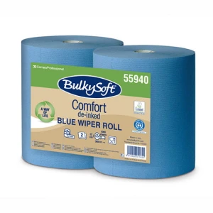 Rola industriala Bulkysoft Comfort, albastra, 2 straturi, 22x36 cm, 1000 portii/rola, 360 m, 2 role/set