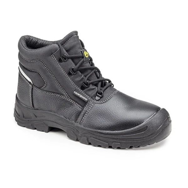 Bocanci de protectie S3, SRC, ESD, AZURITE II, din piele integrala neagra, impermeabila, bombeu metalic, talpa rezistenta la alunecare din PU, banda reflectorizanta, Coverguard