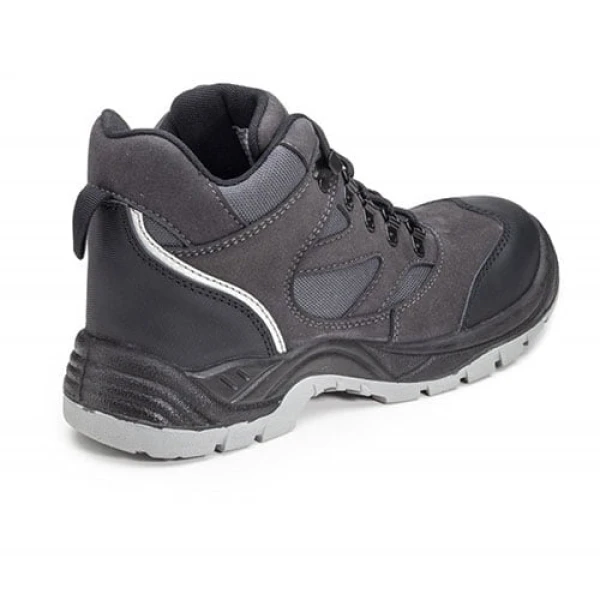 Bocanci de protectie S3, SRC, SILVER cu bombeu metalic, partea superioara hidrofuga, respirabila, dunga reflectorizanta la spate