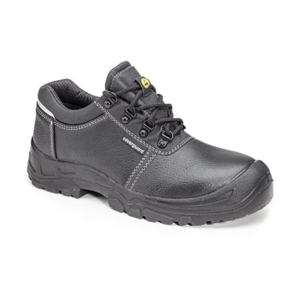 Pantofi de protectie S3, SRC, ESD, AZURITE II, din piele integrala neagra, impermeabila, bombeu metalic, talpa rezistenta la alunecare din PU, banda reflectorizanta, Coverguard