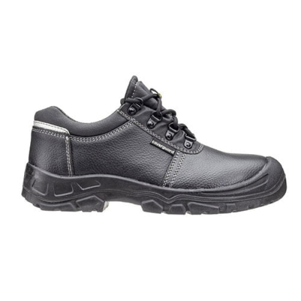 Pantofi de protectie S3, SRC, ESD, AZURITE II, din piele integrala neagra, impermeabila, bombeu metalic, talpa rezistenta la alunecare din PU, banda reflectorizanta, Coverguard