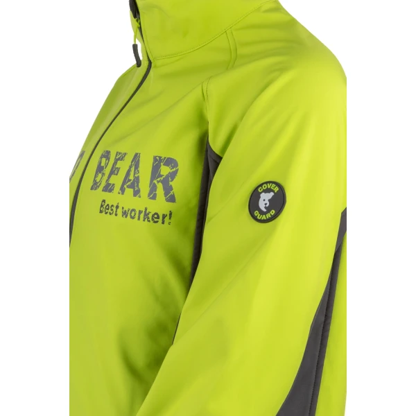 Jacheta  Softshell PIMAN, in 3 straturi, tip sport, culoare lime, impermeabila si cu respirabilitate crescuta