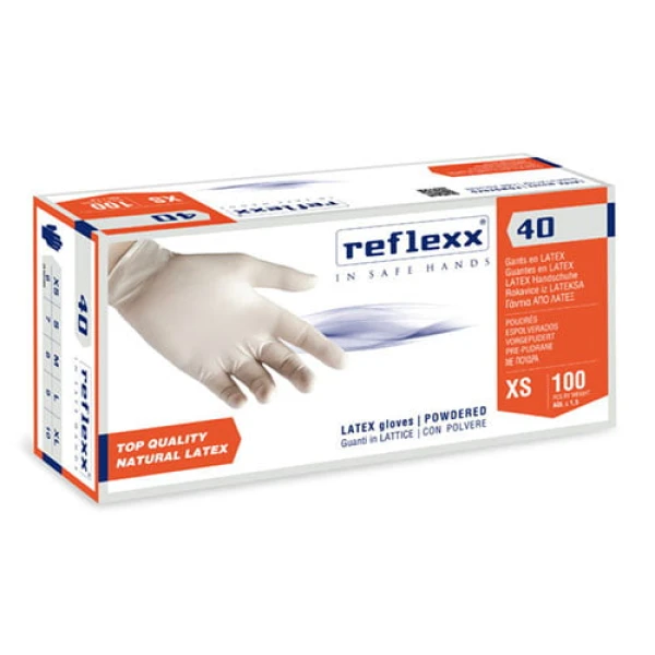 manusi_latex_pudrat_reflexx_r40 Manusi latex pudrat de unica folosinta R40 , 0.09 microni grosime, 100/cutie