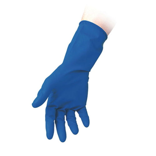 Manusi latex albastru R98, nepudrate, 0.33mm, lungime 30cm, 50 bucati/cutie