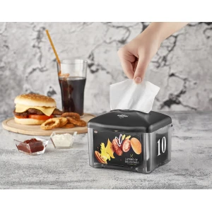 Dispenser pentru servetele de masa cu fereastra de afisare R1333, negru, compatibil cu servetele R2645
