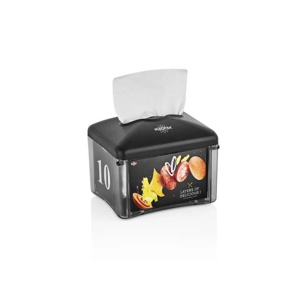 Dispenser pentru servetele de masa cu fereastra de afisare R1333, negru, compatibil cu servetele R2645