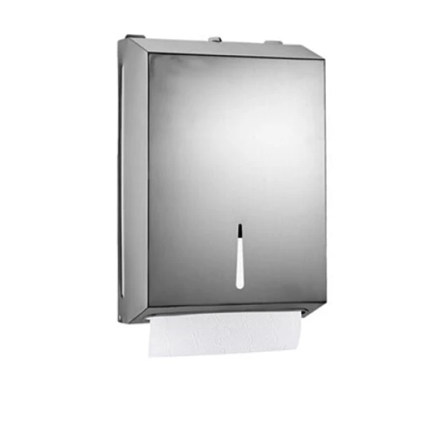 Dispenser inox prosoape hartie + 2 baxuri prosoape de hartie pliate V, Dissolve Tech, certificate Ecolabel