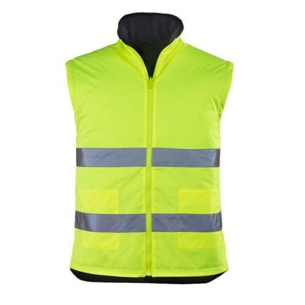Haina de lucru pentru iarna, HI-VIZ, 4 in 1, reflectorizanta, multifunctionala, impermeabila, ROADWAY 4IN1, galben-albastru inchis, jacheta detasabila, geaca de iarna si vesta