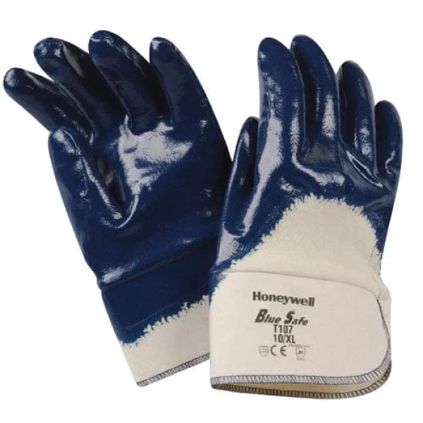 manusi__honeywell_T107 Manusi Honeywell BLUESAFE , imersie 3/4 nitril pe suport bumbac, manseta elastica