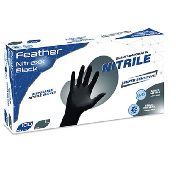 manusi_nitril+mediu+profesional+negru_subtiri_FNXB+reflexx Manusi de unica folosinta nitril, nepudrate, negre, grosime 0.05 mm, 100/cutie