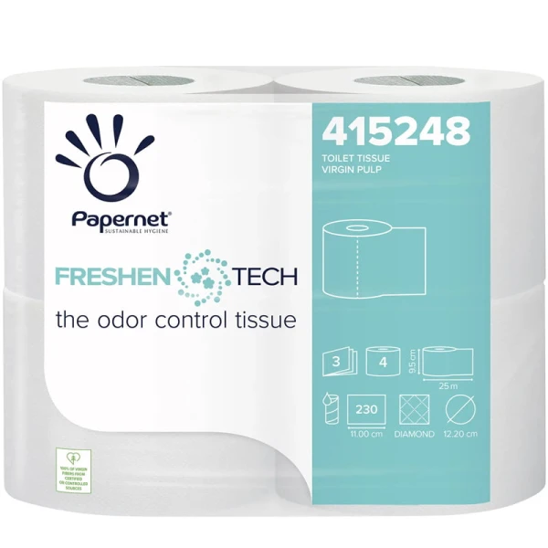 Hartie igienica odorizanta  rola mica, alba, 3 straturi, 230 portii/rola, 25ml, SOFIDEL FRESHEN TECH , 28 role/bax