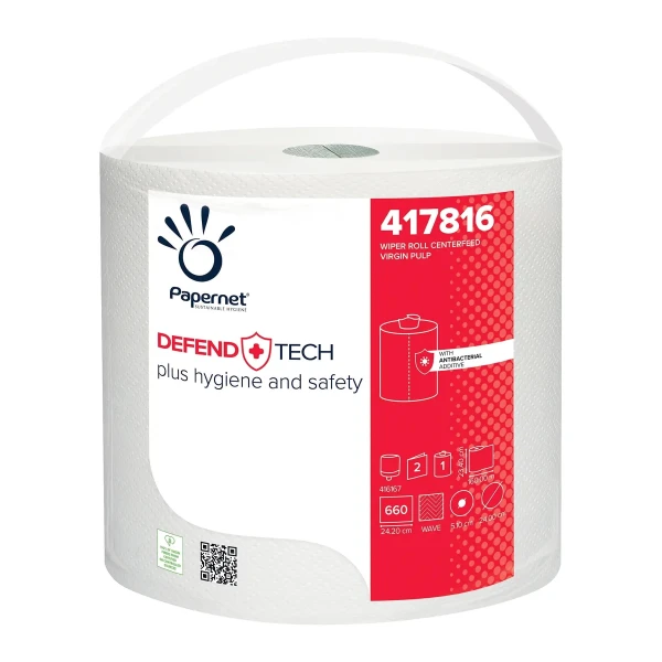 rola-hartie-industriala-alba-antibacteriana-papernet-417816 Rola hartie industriala alba, 2 straturi, 660 portii (23.4X24.2CM), 160ml, SOFIDEL PAPERNET DEFEND TECH , 3 ROLE/BAX SD419734