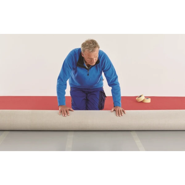 Banda dublu adeziva tesa® 4934, suport textil, transparenta, latime 50mm, lungime 25 metri, uz general, montaj mochete