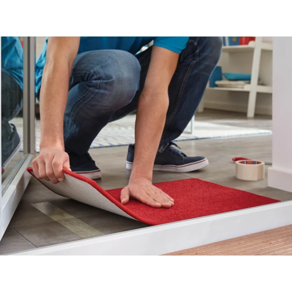 Banda dublu adeziva tesa® 4934, suport textil, transparenta, latime 50mm, lungime 25 metri, uz general, montaj mochete