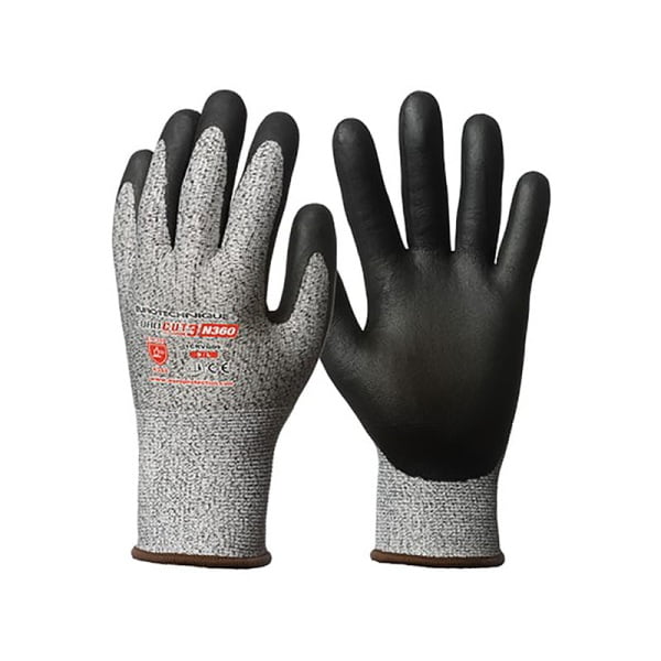 Manusi de protectie cu rezistenta la taiere 3/B, EUROCUT N360, gri-negru, imersie de micro-spuma de nitril pe palma, aderenta in mediu uscat, usor uleios, protectie mecanica ridicata, Coverguard