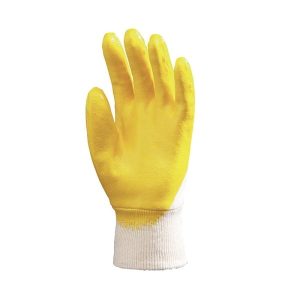 Manusi de protectie, EUROSTRONG 9320, din bumbac, imersate nitril galben 3/4, cu manseta elastica, rezistente la uzura, mediu uleios, uscat