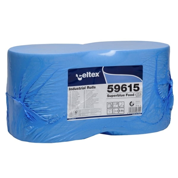 Rola hartie industriala Celtex Superblue 59615, 3 straturi, super rezistenta si absorbanta, albastra, 150ml, 500 portii/rola, 26,5x30cm, 2 role/set, certificata pentru industria alimentara, Ecolabel