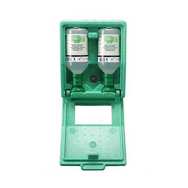 CGGANPL4703_Statie cu solutie clatit ochii PLUM, 2x 0,5 l, fixare perete, din polistiren rezistent la socuri, cu oglinda Statie cu solutie clatit ochii PLUM, 2x 0,5 l, fixare perete, din polistiren rezistent la socuri, cu oglinda