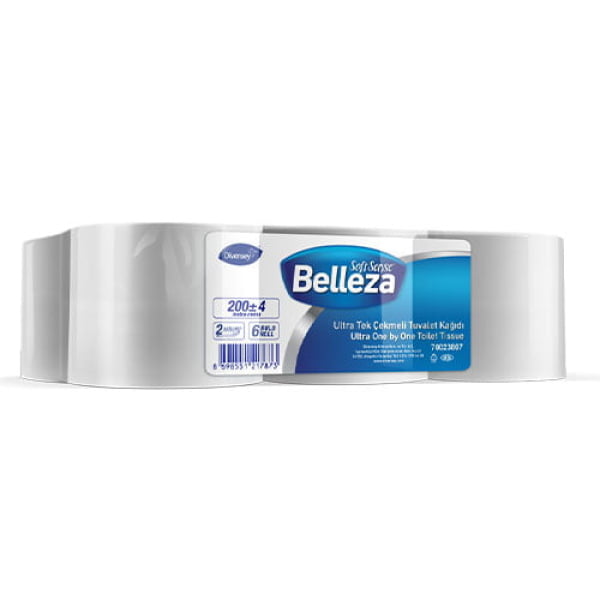 Hartie igienica cu derulare centrala BELLEZA 70023807, alba, portionata, 800 portii, 2 straturi, 200 m, 800 portii, 6 role/bax