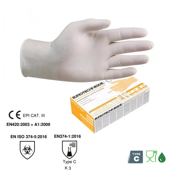 CG5806_Manusi de unica folosinta, latex, pudrate Euro-One 5810 , grosime 0.13 µm, 100bucati_cutie_princ Manusi de unica folosinta, latex, pudrate  Euro-One 5810 , grosime 0.13 µm, certificate pentru industria alimentara, 100bucati/cutie