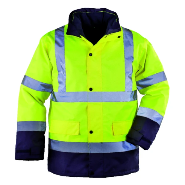 Haina de lucru pentru iarna, HI-VIZ, 4 in 1, reflectorizanta, multifunctionala, impermeabila, ROADWAY 4IN1, galben-albastru inchis, jacheta detasabila, geaca de iarna si vesta