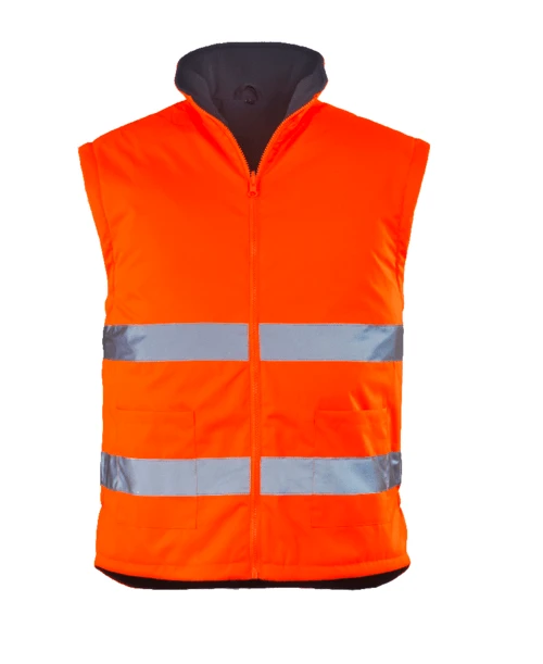 Haina de lucru pentru iarna, HI-VIZ, 4 in 1, reflectorizanta, multifunctionala, impermeabila, ROADWAY 4IN1, portocaliu-albastru inchis, jacheta detasabila, geaca de iarna si vesta