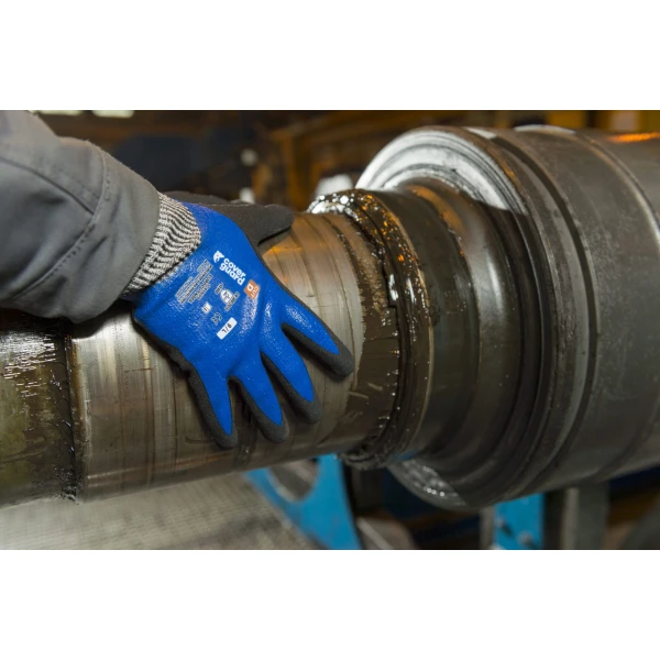 Manusi de protectie cu rezistenta la taiere D, imersie completa in nitril, EUROCUT N555, imersie dubla pe palma, rezistenta ridicata la abraziune, rupere, perforare, aderenta in mediu umed, uleios, uscat, Coverguard