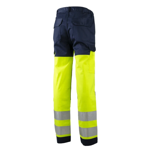 Pantaloni talie multi-risc THOR , HI-VIZ, antistatici, ignifugi, cu protectie mecanica, protectie  impotriva arcului electric si a stropilor de chimicale, cu benzi reflectorinzate