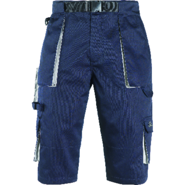 Pantaloni de lucru, tip bermude, NAVY/Padock, albastru inchis/gri, sub genunchi, 60% bumbac, 40% poliester – 245g/m², curea integrata, Coverguard