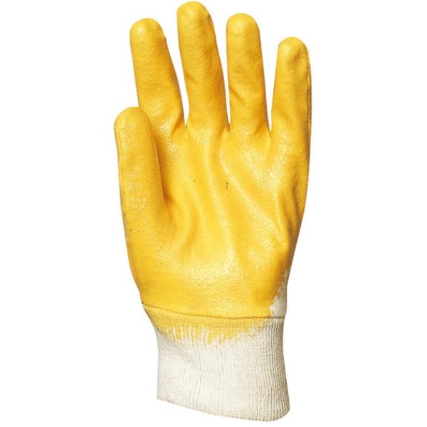 Manusi de protectie, EUROSTRONG 9320, din bumbac, imersate nitril galben 3/4, cu manseta elastica, rezistente la uzura, mediu uleios, uscat