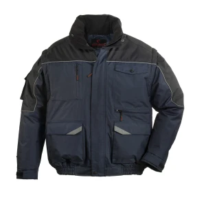 Jacheta RIPSTOP 2/1, geaca cu maneci detasabile, albastru inchis/negru, rezistenta la rupere, dungi decorative reflectorizante, protectie impotriva umezelii, frigului si vantului