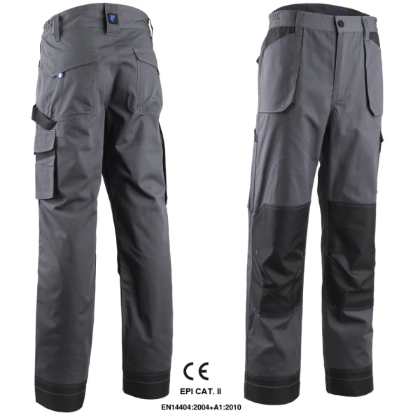 Pantaloni de lucru, talie, Escala, gri, material rezistent Ripstop, spate inaltat, genunchi preformati, tiv suplimetar 5cm, intarituri Oxford 600D, buzunare multiple